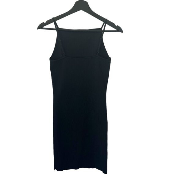 Zara Black Sleeveless Square Neckline Mini Knit Bodycon Dress Small - Picture 4 of 12